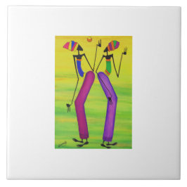 Azulejo De Cerâmica Watercolor, Afro art Sun Party