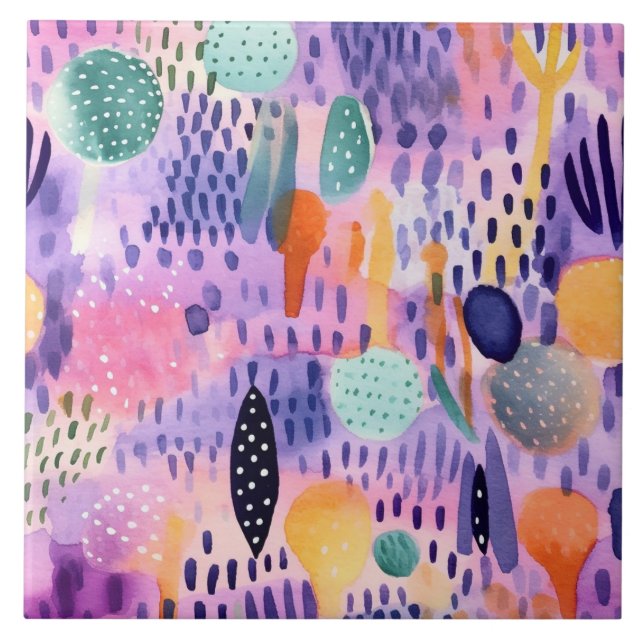 Azulejo De Cerâmica Watercolor Dream World (Frente)