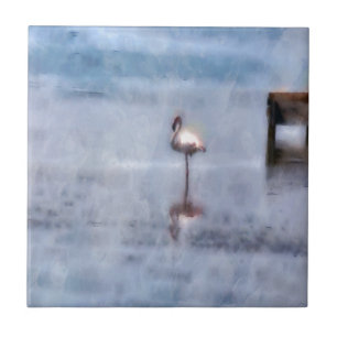 Azulejo De Cerâmica Watercolor Flamingo