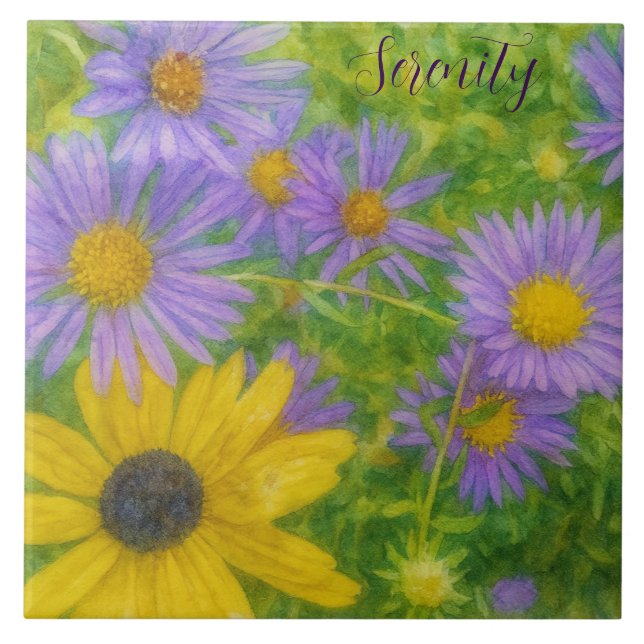 Azulejo De Cerâmica Watercolor Flowers (Frente)