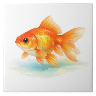 Azulejo De Cerâmica Watercolor Goldfish 