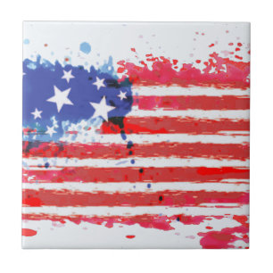 Azulejo De Cerâmica watercolor grunge American Flag