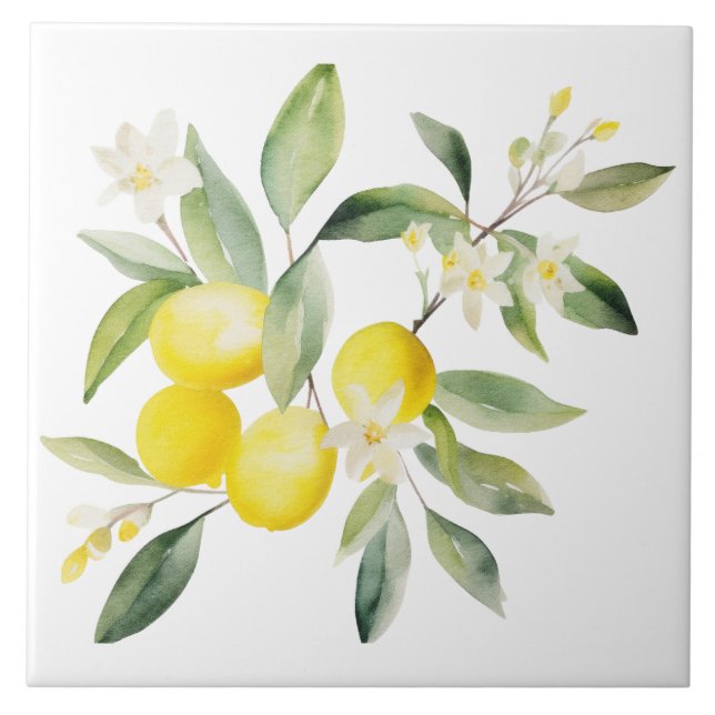 Azulejo De Cerâmica Watercolor Mediterranean  (Frente)