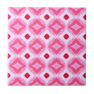 Azulejo De Cerâmica Watercolor Pink White Red Diamonds
