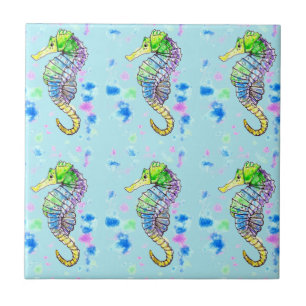 Azulejo De Cerâmica Watercolor Seacavalo