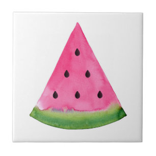 Azulejo De Cerâmica Watercolor Watermelon Wedge