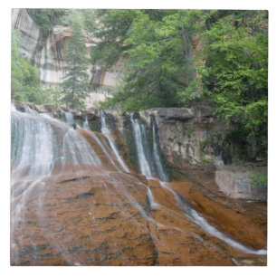 Azulejo De Cerâmica Waterfall, Zion National Park, Utah, EUA