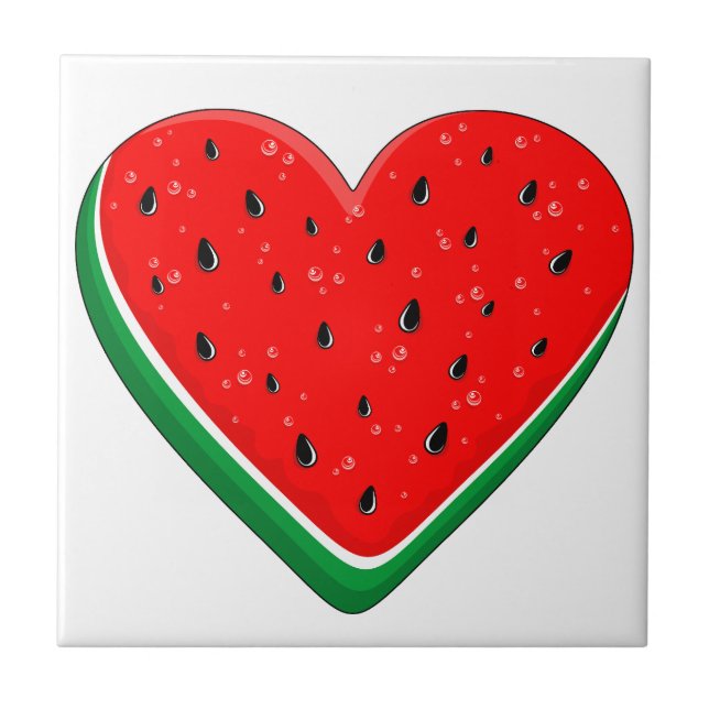 Azulejo De Cerâmica Watermelon Heart Dia de os namorados Palestina Liv (Frente)