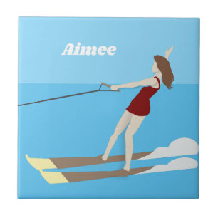 Azulejo De Cerâmica Waterski, estilo Vintage