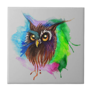 Azulejo De Cerâmica Watery Wood Owl