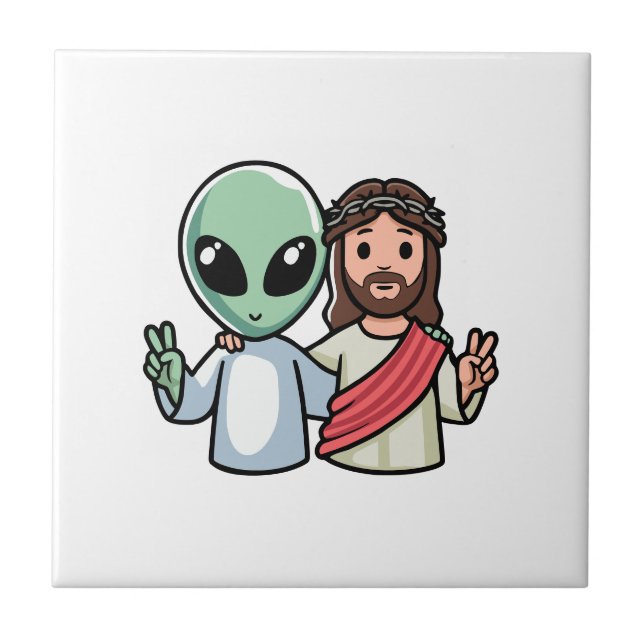 Azulejo De Cerâmica We come in peace (Frente)