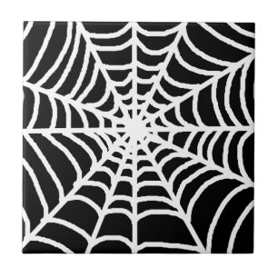 Azulejo De Cerâmica Web de aranha preto e branco