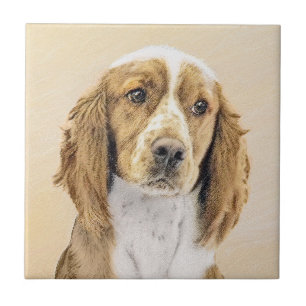 Azulejo De Cerâmica Welsh Springer Spaniel Painting - Arte Original De