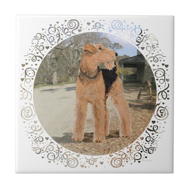 Azulejo De Cerâmica Welsh Terrier no Yard Estável (Frente)