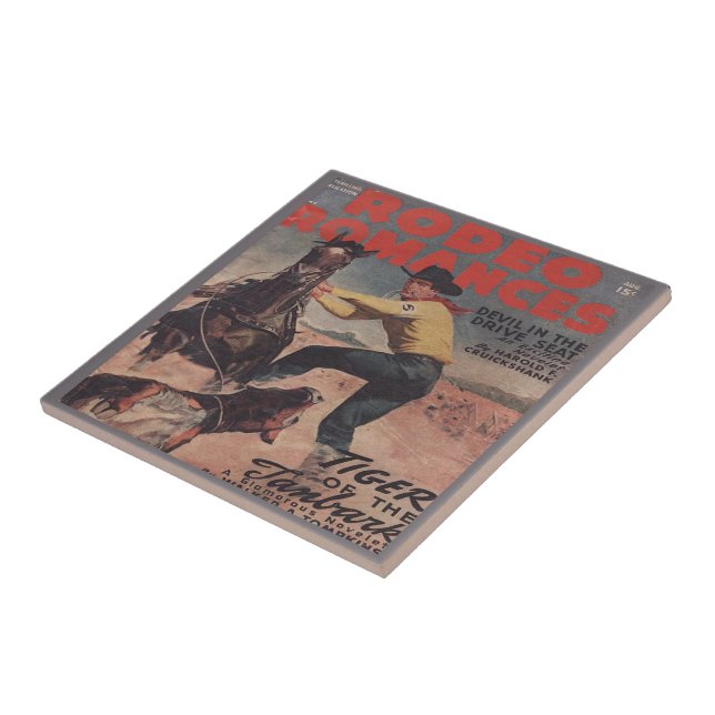 Azulejo De Cerâmica Western Rodeo Cowboy Calf Roping Rodeo Romance (Lateral)