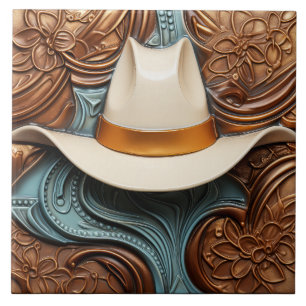 Azulejo De Cerâmica Western White Ranch Cowboy Hat
