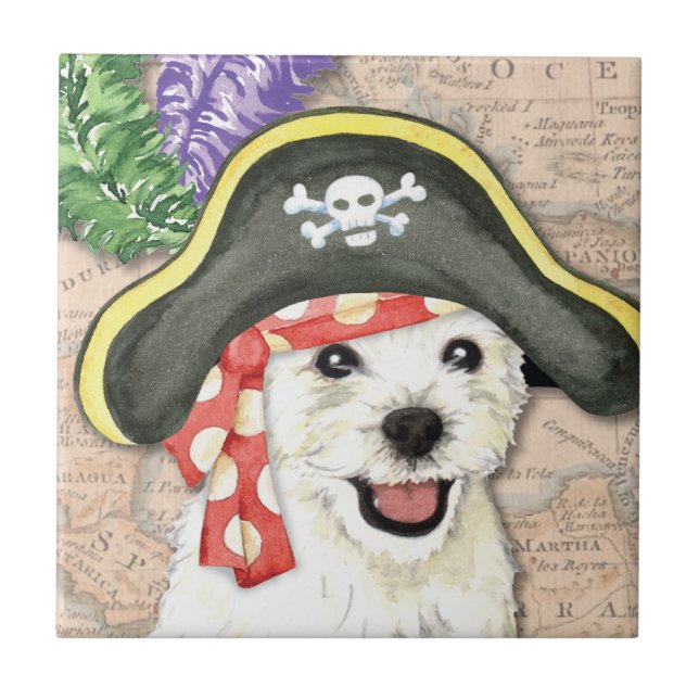 Azulejo De Cerâmica Westie Pirate (Frente)