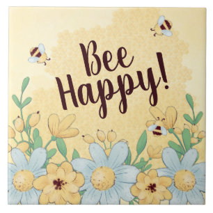 Azulejo De Cerâmica Whimsical Bee Happy