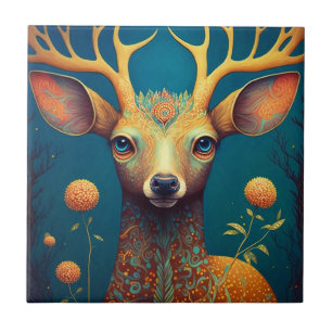 Azulejo De Cerâmica Whimsical Deer Fantasy Art