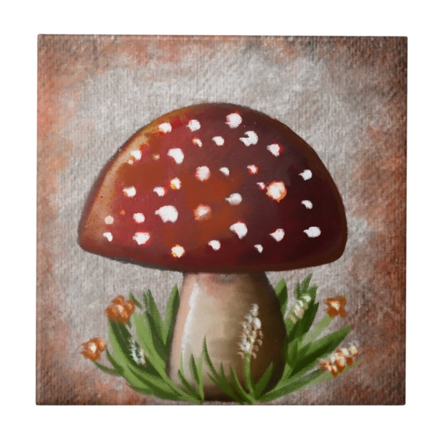 Azulejo De Cerâmica Whimsical Mushroom & Fungi Motif – Nature-Inspired (Frente)