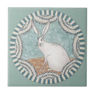 Azulejo De Cerâmica Whimsy Rabbit Mint Blue Terracotta Teal Aqua