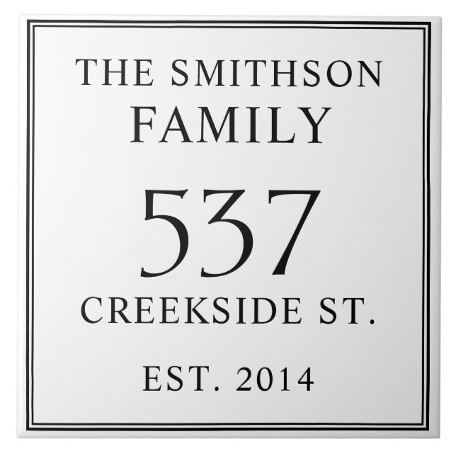 Azulejo De Cerâmica White Black Date Estabelecido Endereço House Plaqu (Frente)