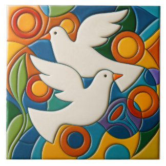 Azulejo De Cerâmica White Doves Tile
