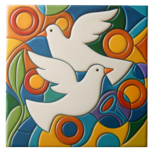 Azulejo De Cerâmica White Doves Tile (Frente)