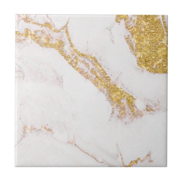 Azulejo De Cerâmica White gold glitter marble (Frente)