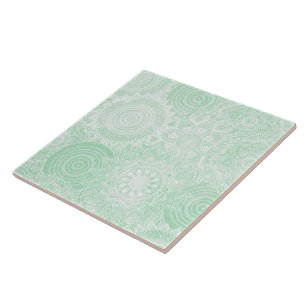 Azulejo De Cerâmica White Mandala Collection Green Design