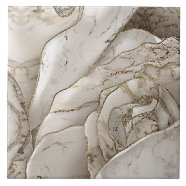 Azulejo De Cerâmica White Marble Rose Abstract (Frente)