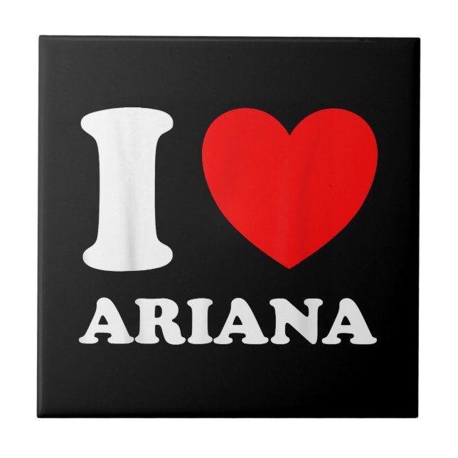 Azulejo De Cerâmica White Negro I Love Ariana (Frente)