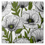 Azulejo De Cerâmica White poppies on white<br><div class="desc">Hand-drawn white poppies,  seamless vector pattern</div>