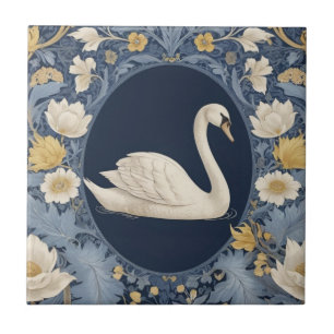 Azulejo De Cerâmica White Swan William Morris estilo Face direita Páss