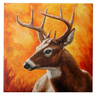 Azulejo De Cerâmica Whitetail Deer Trophy Buck Head