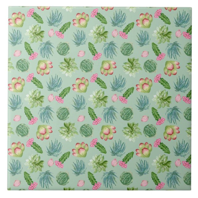 Azulejo De Cerâmica Wild Cactus Pattern (Frente)