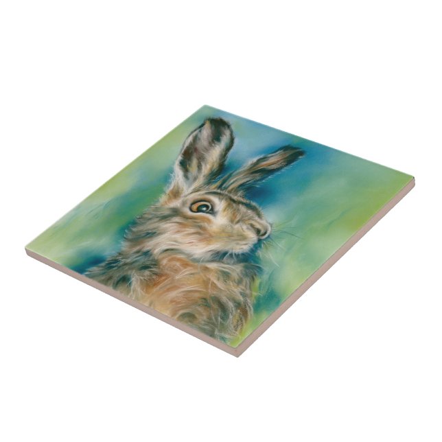 Azulejo De Cerâmica Wild Hare Exuberance Pastel Art (Lateral)