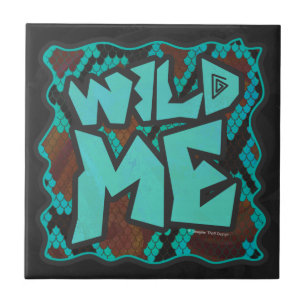 Azulejo De Cerâmica Wild Me Cobra Brown e Teal Impressão