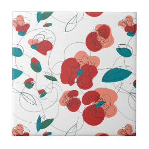 Azulejo De Cerâmica Wildflower Wonderland   Fluxos estilizados