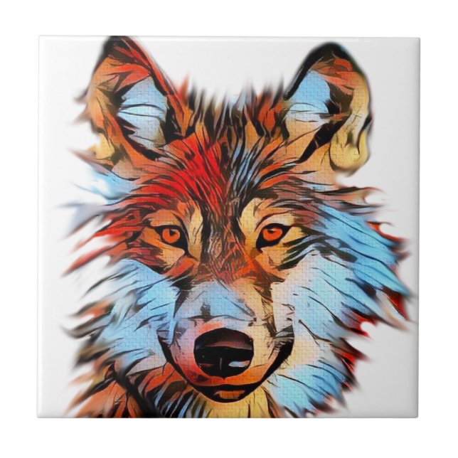 Azulejo De Cerâmica Wildlife Wolf Art (Frente)