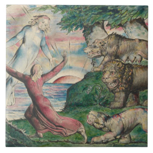 Azulejo De Cerâmica William Blake - Dante Running das três bestas