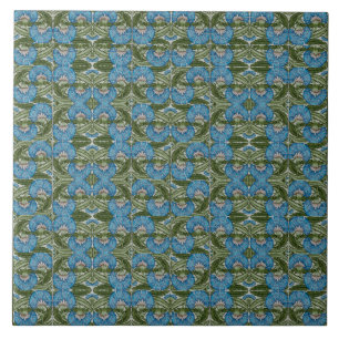 Azulejo De Cerâmica William De Morgan Vintage Flower Motifs Blue