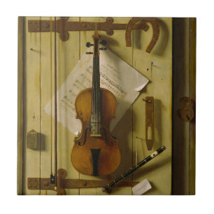 Azulejo De Cerâmica William Michael Harnett Vida Morta com Violino e M