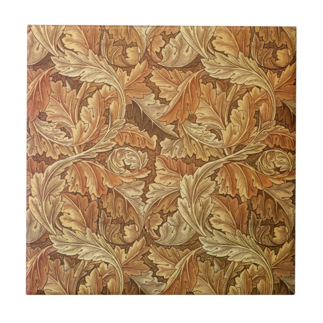 Azulejo De Cerâmica William Morris Acanthus Brown Autumn Leaves (Frente)