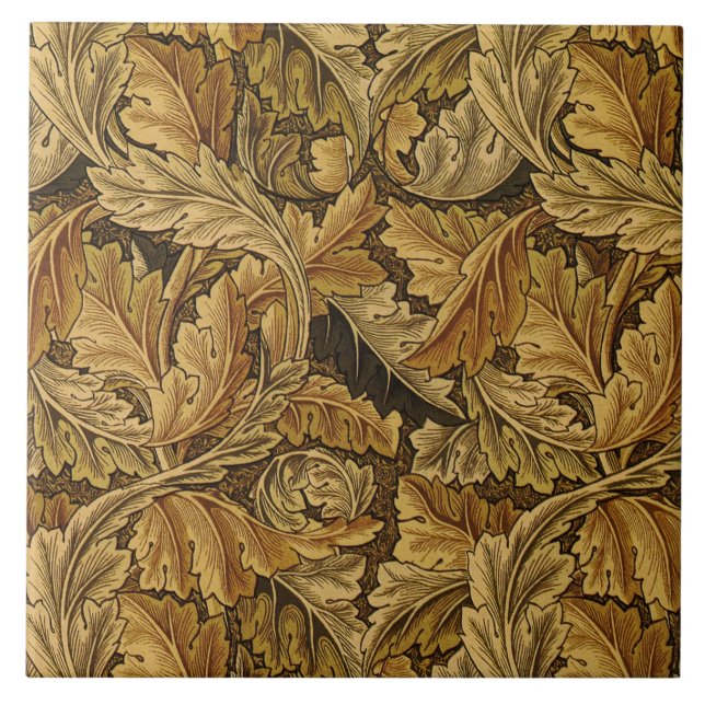 Azulejo De Cerâmica William Morris Acanthus Leaf de Brown (Frente)