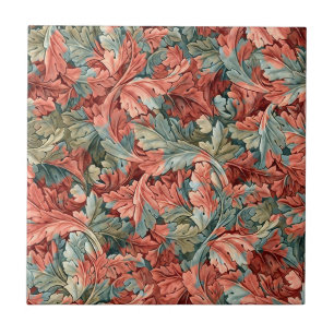 Azulejo De Cerâmica William Morris Acanto Ferrugem Vermelho Salvia Ver