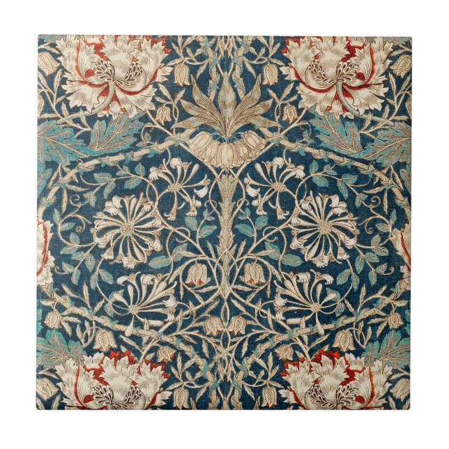 Azulejo De Cerâmica William Morris Antique Honeysuckle Floral (Frente)