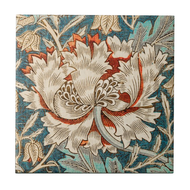 Azulejo De Cerâmica William Morris Antique Honeysuckle Padrão Floral (Frente)