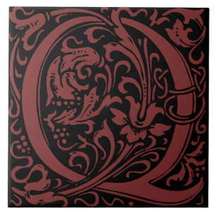 Azulejo De Cerâmica William Morris Art Nouveau alfabeto Leaf Letter Q