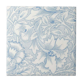 Azulejo De Cerâmica William Morris, Art Nouveau Elegante Blue Acanthus